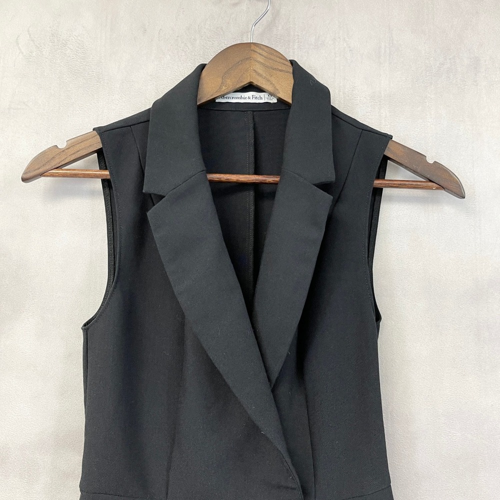 Abercrombie Fitch Blazer Dress Women XS Navy Sleeveless Stretch Preppy Parisian - Picture 3 of 13